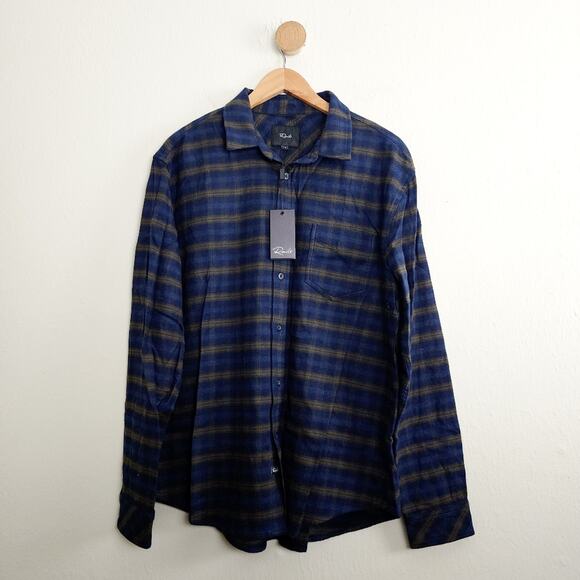 NWT Rails Forrest Blue Green Flannel Plaid Button Front Shirt Long Sleeve Top